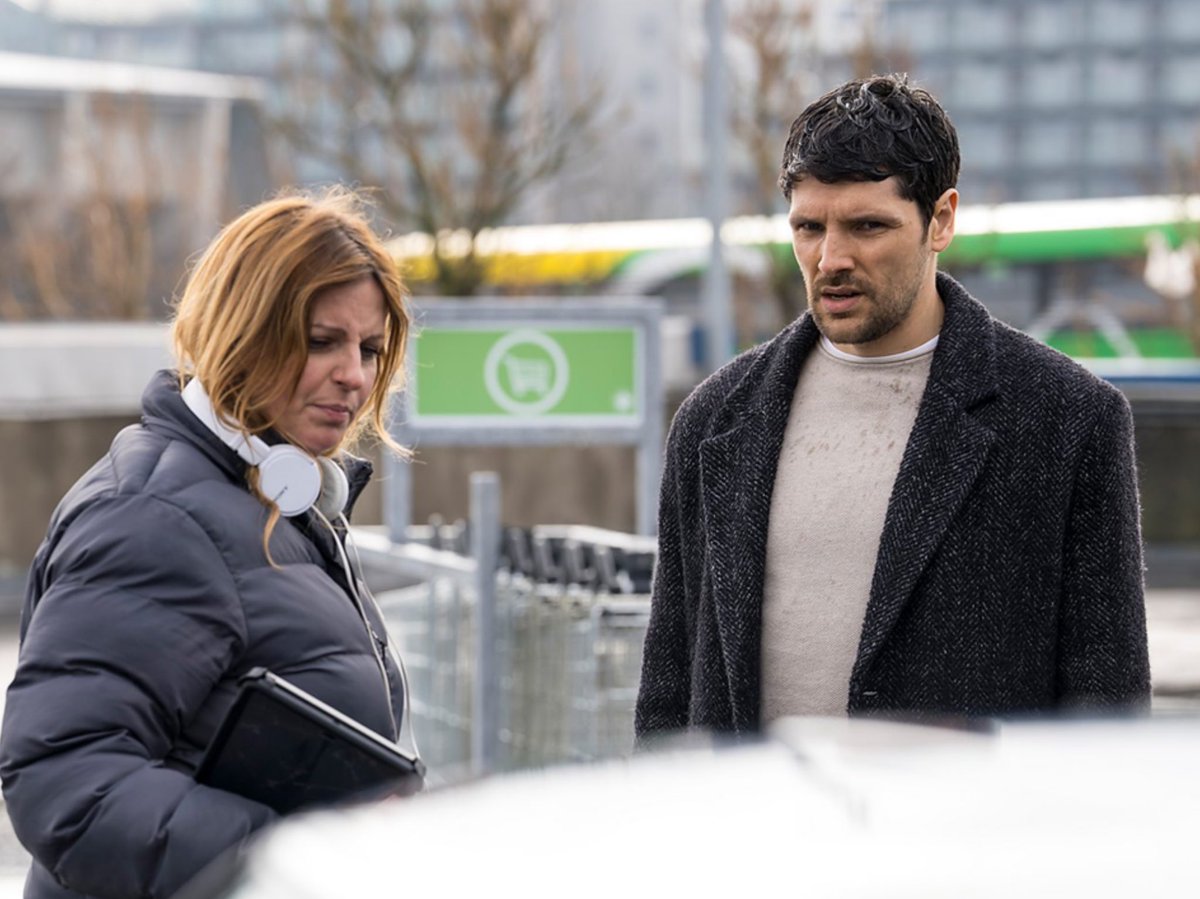 #ColinMorgan with director Laura Way in #DeadAndBuried