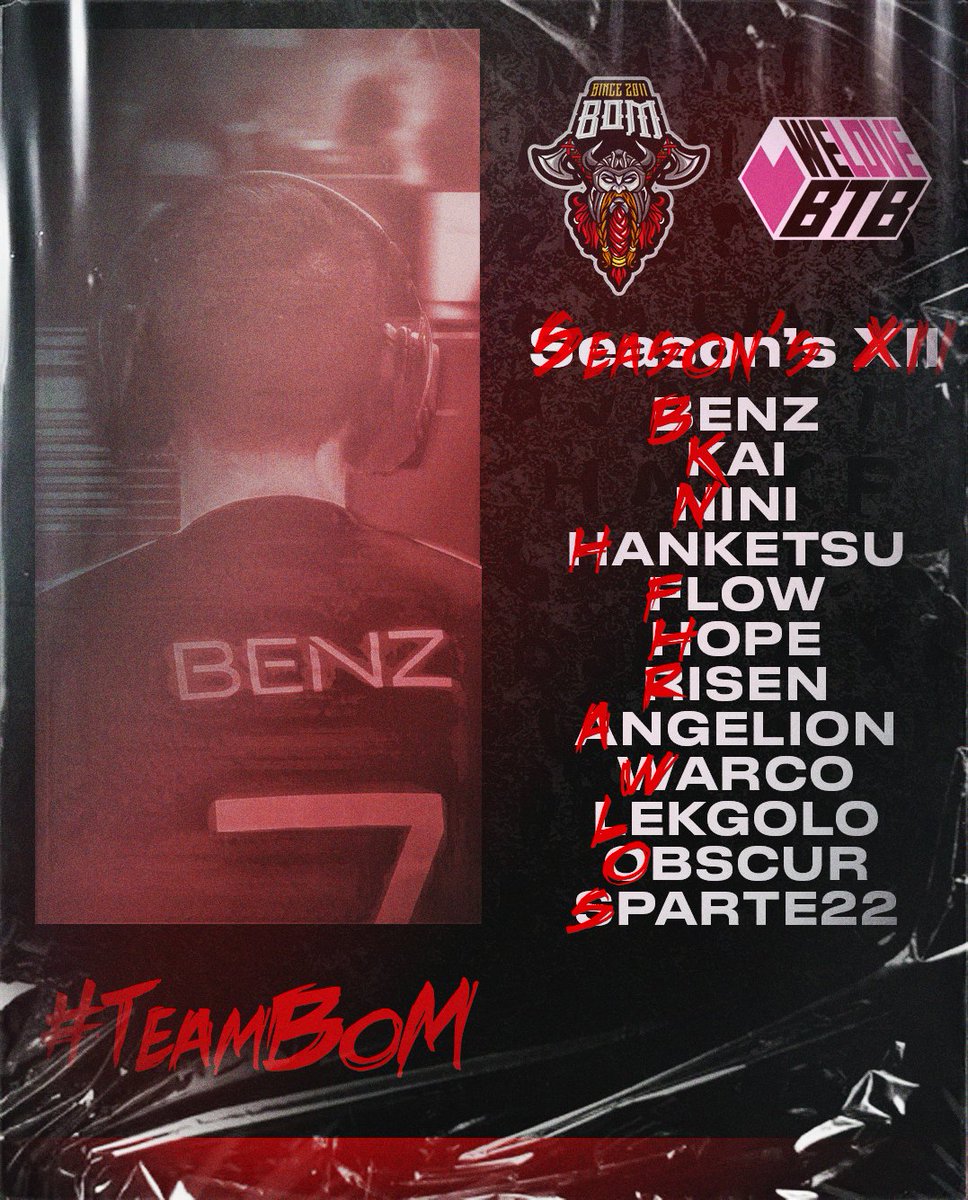 BoM_eSport's tweet photo. OFFICIEL:

Voici notre roster pour participer à la première moitié de saison @WeLoveBTB 👊
Le duo de cap/co-cap sera @BenZ_HCS &amp; @uD_JaMMinG 

L'objectif est clair: se qualifier pour la LAN 🛫 https://t.co/SF50bRCFnM