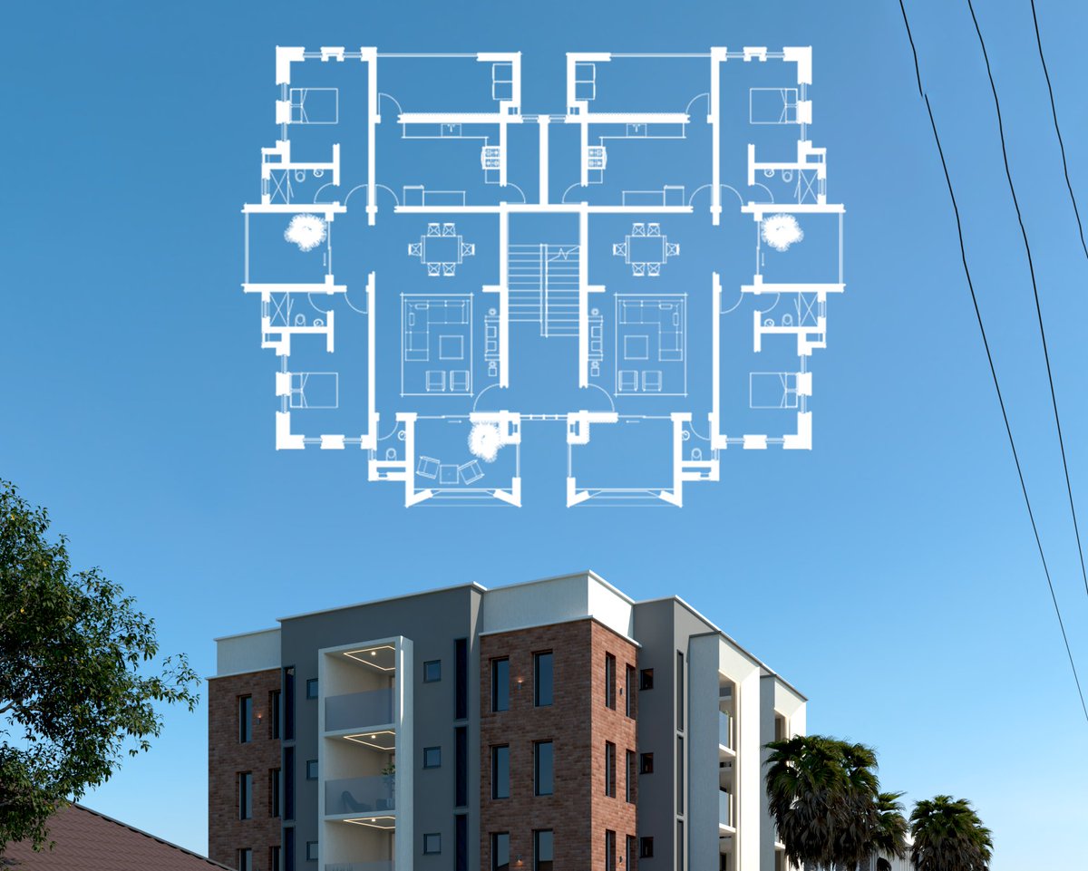 YusufAbduljala1's tweet image. Proposed Apartment Building Kano #3dsmax #vray #autodeskrevit