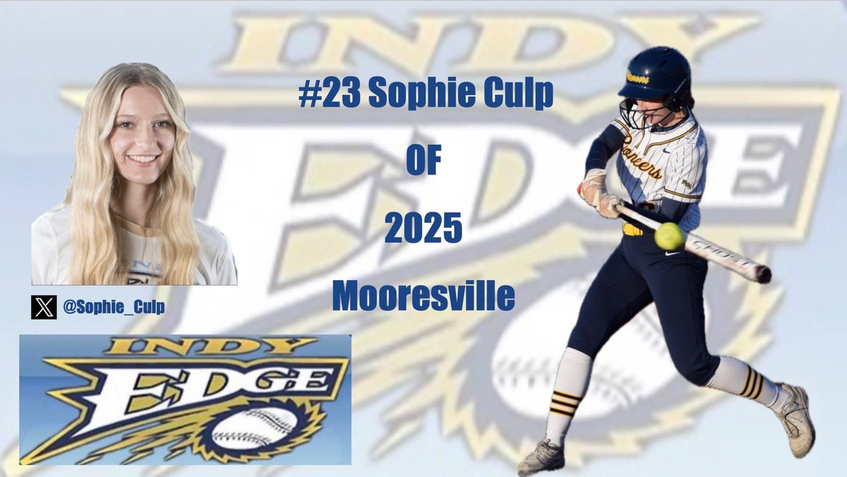 ***ROSTER ANNOUNCEMENT***

Please help me welcome each player of our INDY EDGE PREMIER STRELOW official roster for 2025.  👀 👀 👀 

Welcome to The Edge, #23 SOPHIE CULP!!!!!!!!!!!🥳👏🎉 🎊⭐️🙌

Let’s GOOOOOO!!! 🔥🔥🔥💪💪💪💙💛🩵💙💛🩵💫💫💫🔥🔥🔥 
#livinontheedge