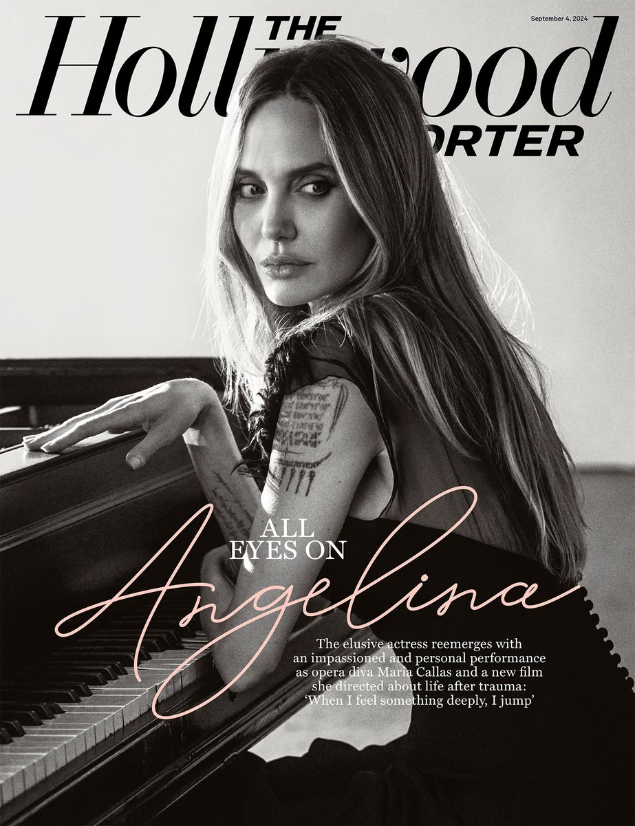 THR's tweet photo. All eyes on Angelina. 

After her self-imposed hiatus from filmmaking and a turbulent period in her own saga, the elusive actress sits down with THR to discuss her reemergence: https://t.co/5SNbHopJM3 https://t.co/kSTfcTA6aB