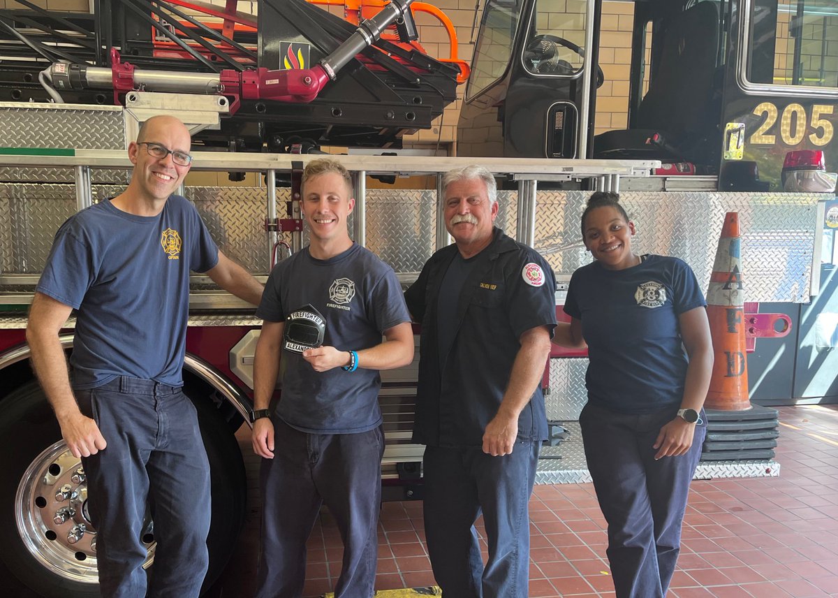 AFD_BFC's tweet photo. Congratulations to FF Jenkins &amp; FF Blocker on successfully completing the AFD probationary FF program &amp; becoming full fledged FF’s. At the completion of this program, the prob. FF trades a red shield for a black shield. B-Shift was lucky to get these two guys. Great job! https://t.co/lxQUzM4tBz