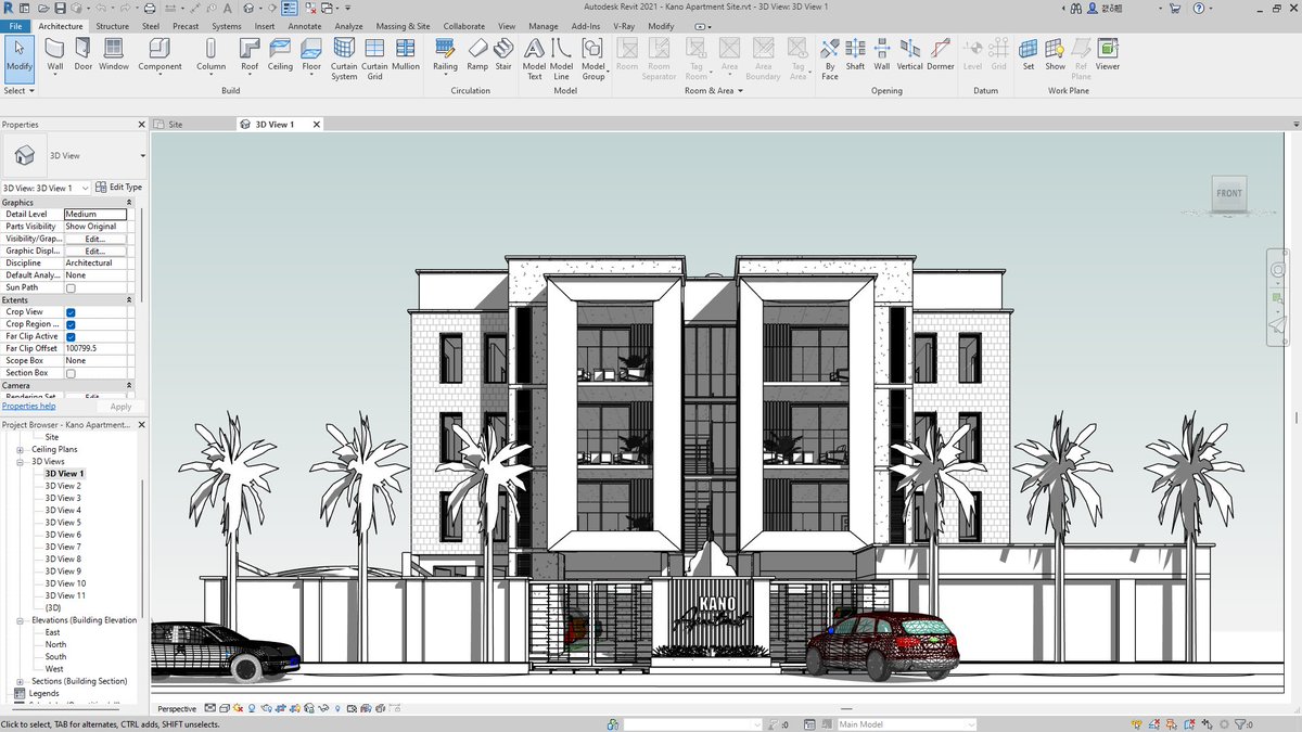 YusufAbduljala1's tweet image. Proposed Apartment Building Kano #3dsmax #vray #autodeskrevit