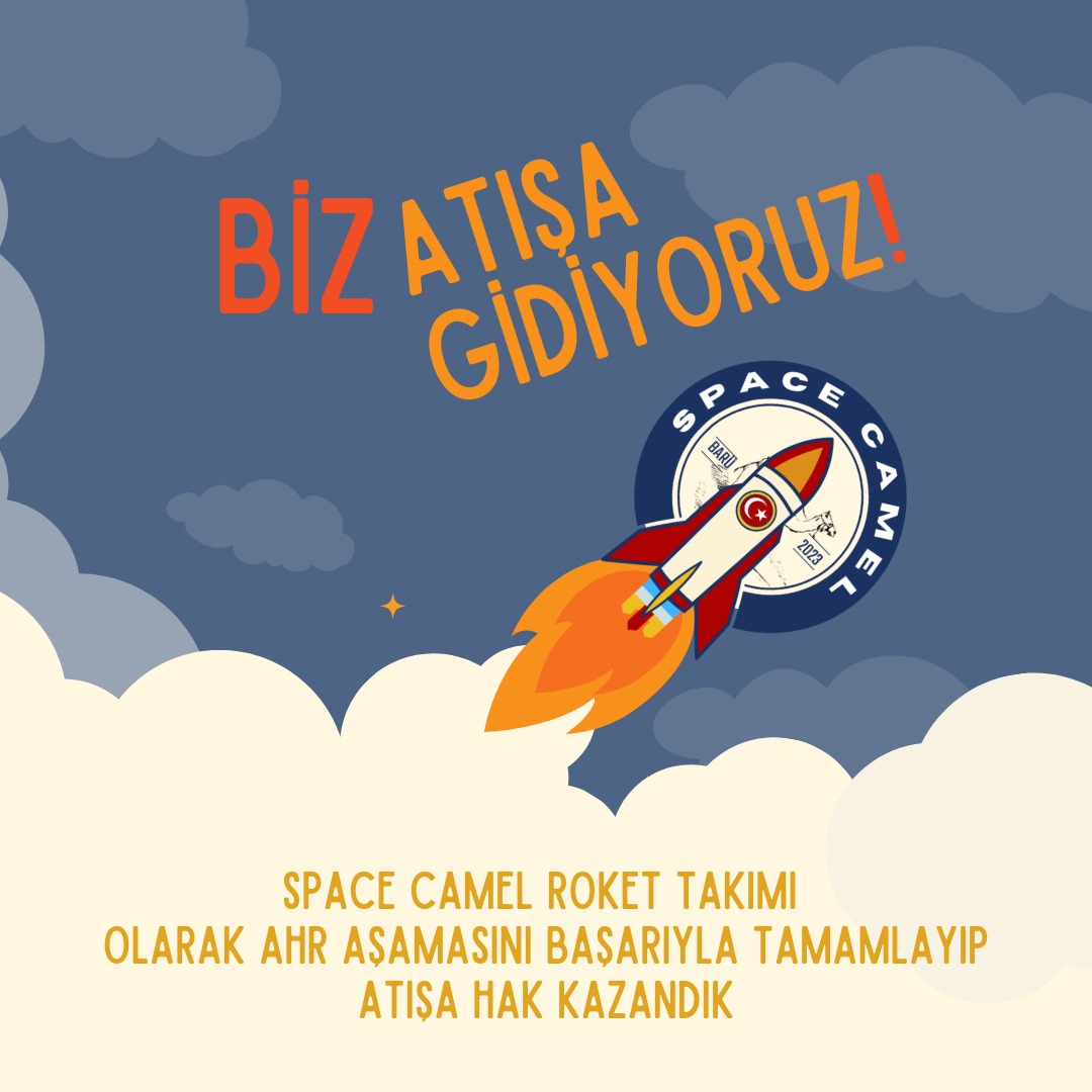 🚀🌟 **Büyük Bir Başarıya Daha İmza Attık!** 🌟🚀
Space Camel Roket Takımı olarak, AHR aşamasını başarıyla geçerek Atış Alanı'na gitmeye hak kazandık!
<a href="/baruedutr/">Bartın Üniversitesi</a>
<a href="/uzun_orhan/">ORHAN UZUN</a>
<a href="/muratikinci2/">Murat İKİNCİ</a>
@Buhukbartinuni
#SpaceCamel #RoketTakımı #Başarı #Roketsan #HisarAtışAlanı
