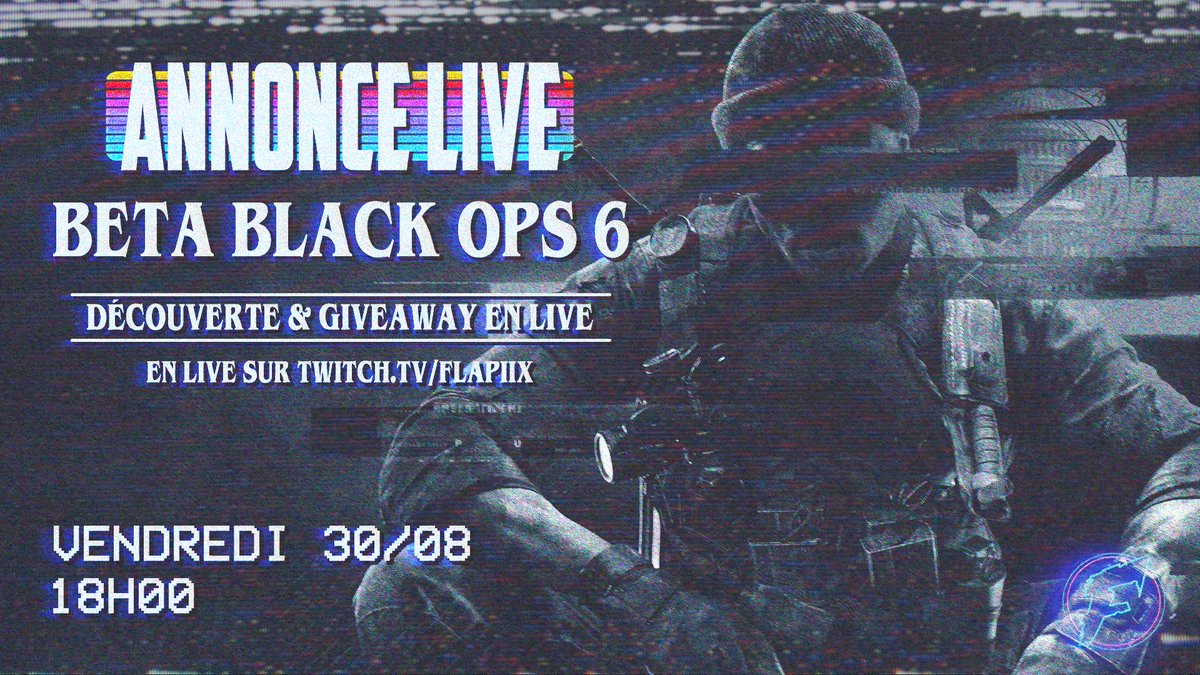 Ce soir on part en live pour tester la bêta de #BlackOps6 ! 🔥

En plus j'aurais des codes bêta à vous offrir sur le live 🎁

D'ailleurs je fais gagner 2 codes bêta BO6 un via ce post, pour participer : Report &amp; follow <a href="/MrFlapix57_YT/">Flapix 🧟‍♂️</a> &amp; <a href="/CallofDutyFR/">Call of Duty France</a> 

TAS : 30/08 19H