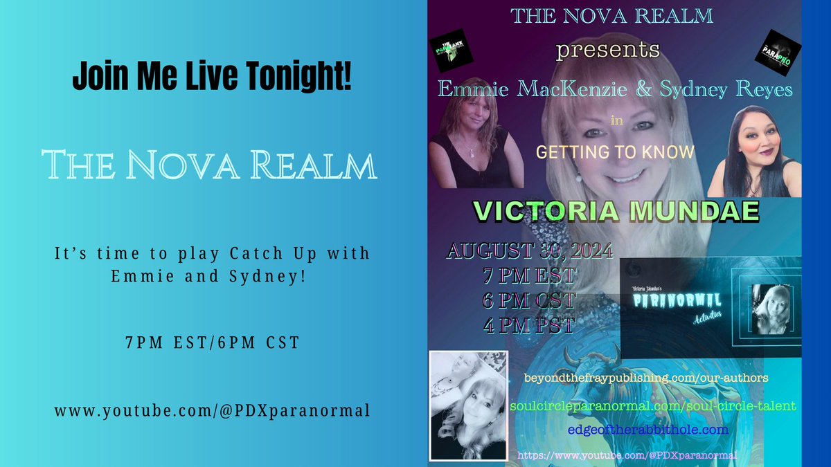 VMundae's tweet photo. Join me live tonight on The Nova Realm! It's time to catch up with Emmie and Sydney. Let's chat and get the scoop on #MiParacon? What was the confusion at the Canadian Border? All this and more! Tonight at 7 PM Eastern, 6 PM Texas Time!
https://t.co/SFabAnLrS9 https://t.co/1Av3N9jfKu