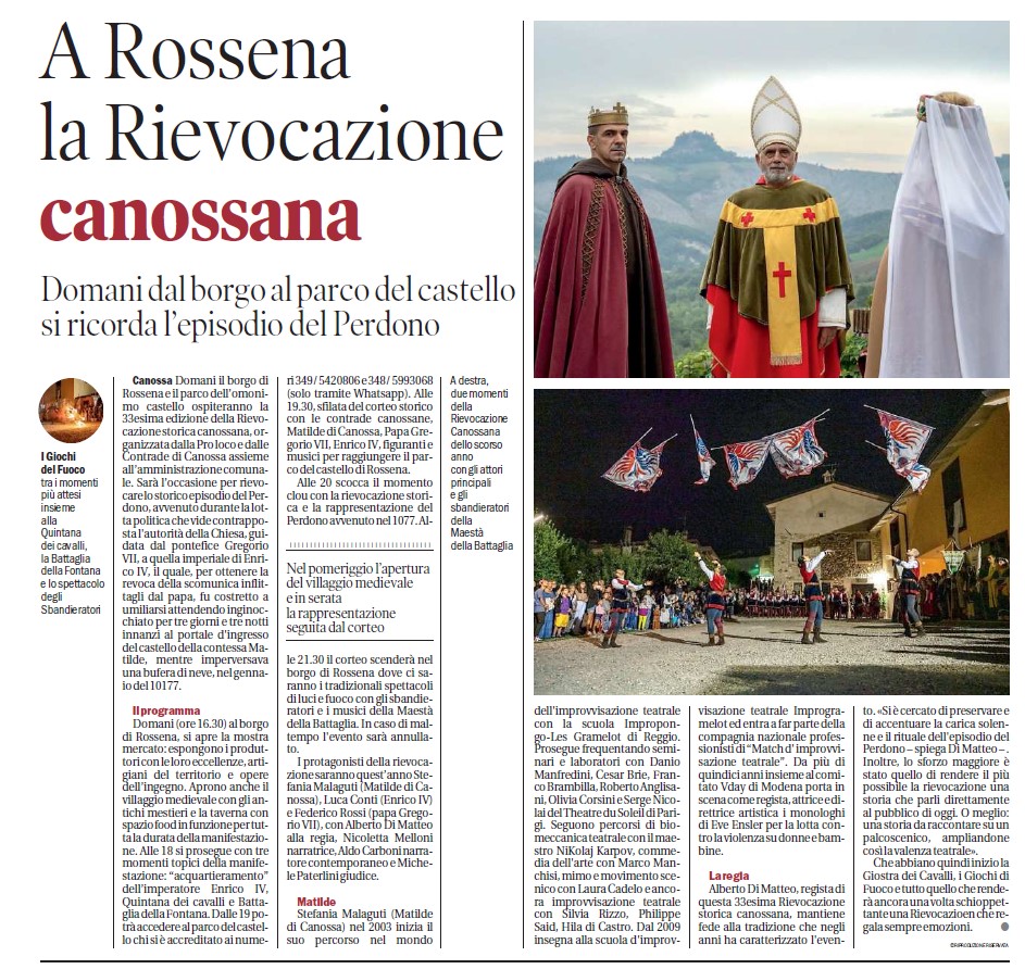 GruppoMdB's tweet photo. Domani sera, 31 agosto, la Maestà della Battaglia sarà protagonista della Rievocazione canossana, giunta alla 33esima edizione. Appuntamento al castello di Rossena #Canossa #sbandiertori #musici #medioevo https://t.co/mx0yf9K3fF