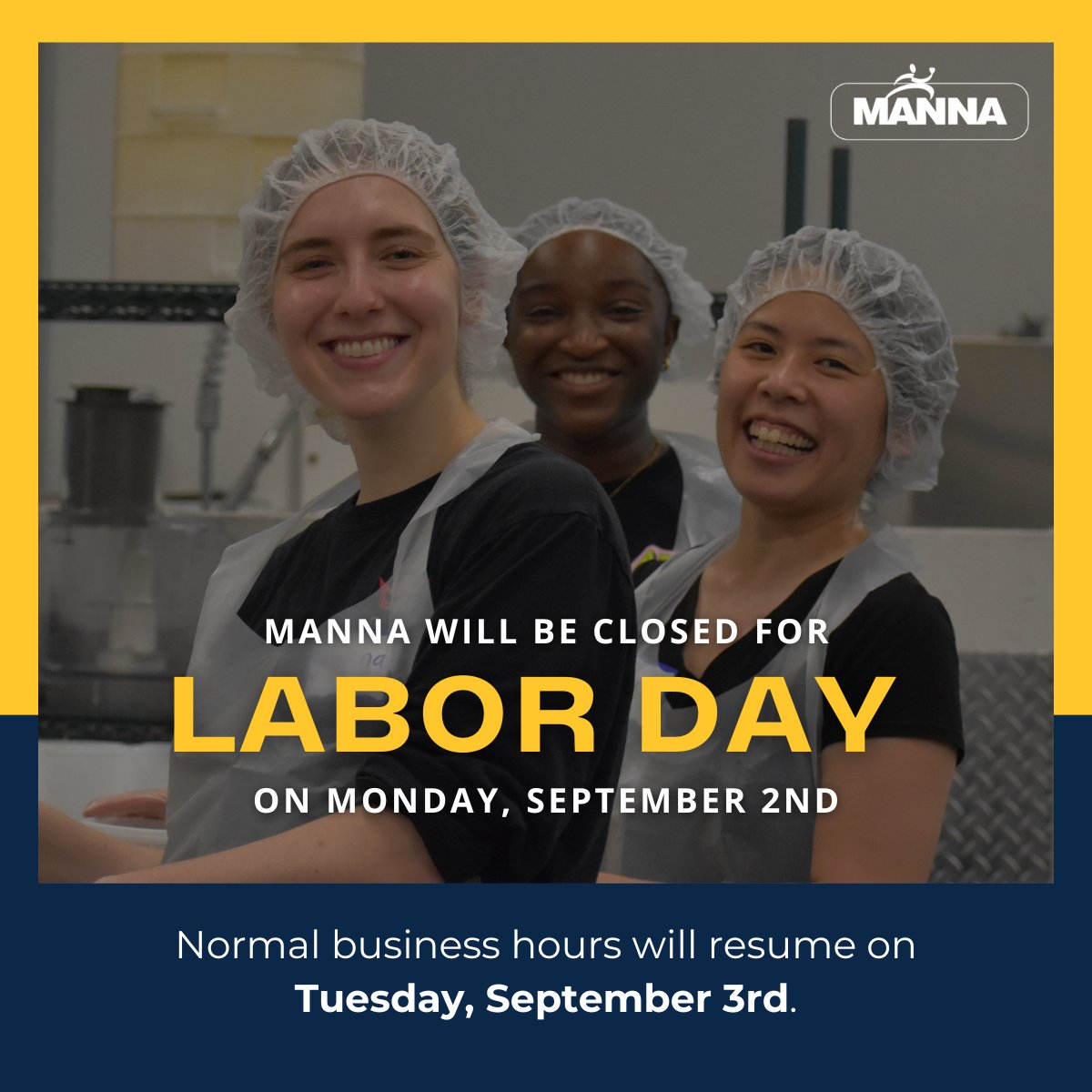 MANNA will be closed on Monday, September 2nd for Labor Day. 💪 ☀️
Please note, our regular client deliveries will not be affected.

Happy Labor Day Weekend!