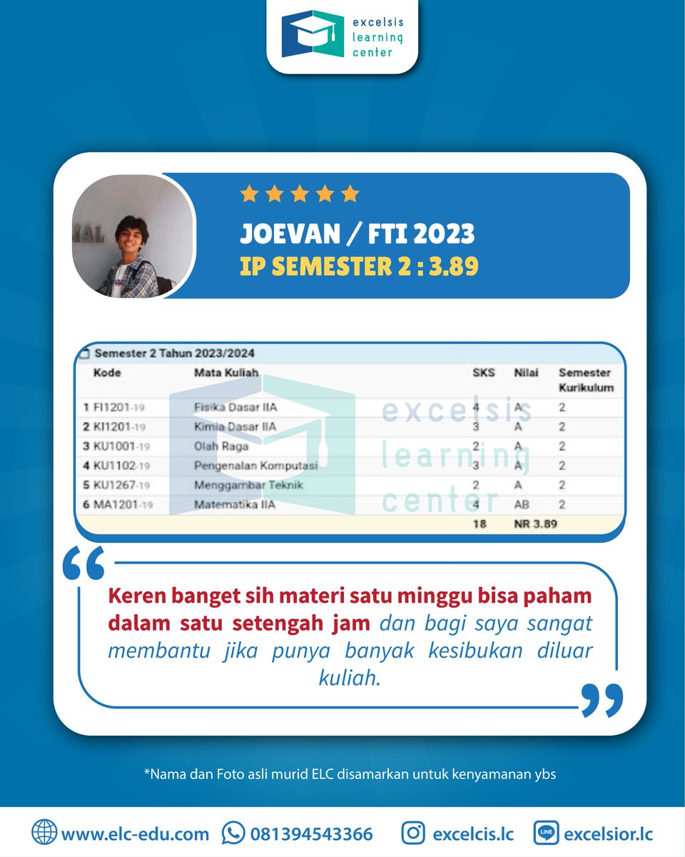 excelsislc's tweet image. 📢OPEN CLASS FTI OFFLINE 📢

✅FTI Berlima : 2.040.000 2X Pertemuan/Minggu
✅FTI Berlima : 3.060.000 3X Pertemuan/Minggu
✅FTI (Gabungan) Ber-10 : 1.260.000 2X Pertemuan/Minggu

#institutteknologibandung #itb #tpbitb #bimbeltpb #bimbeltpbitb #fti #ftiitb