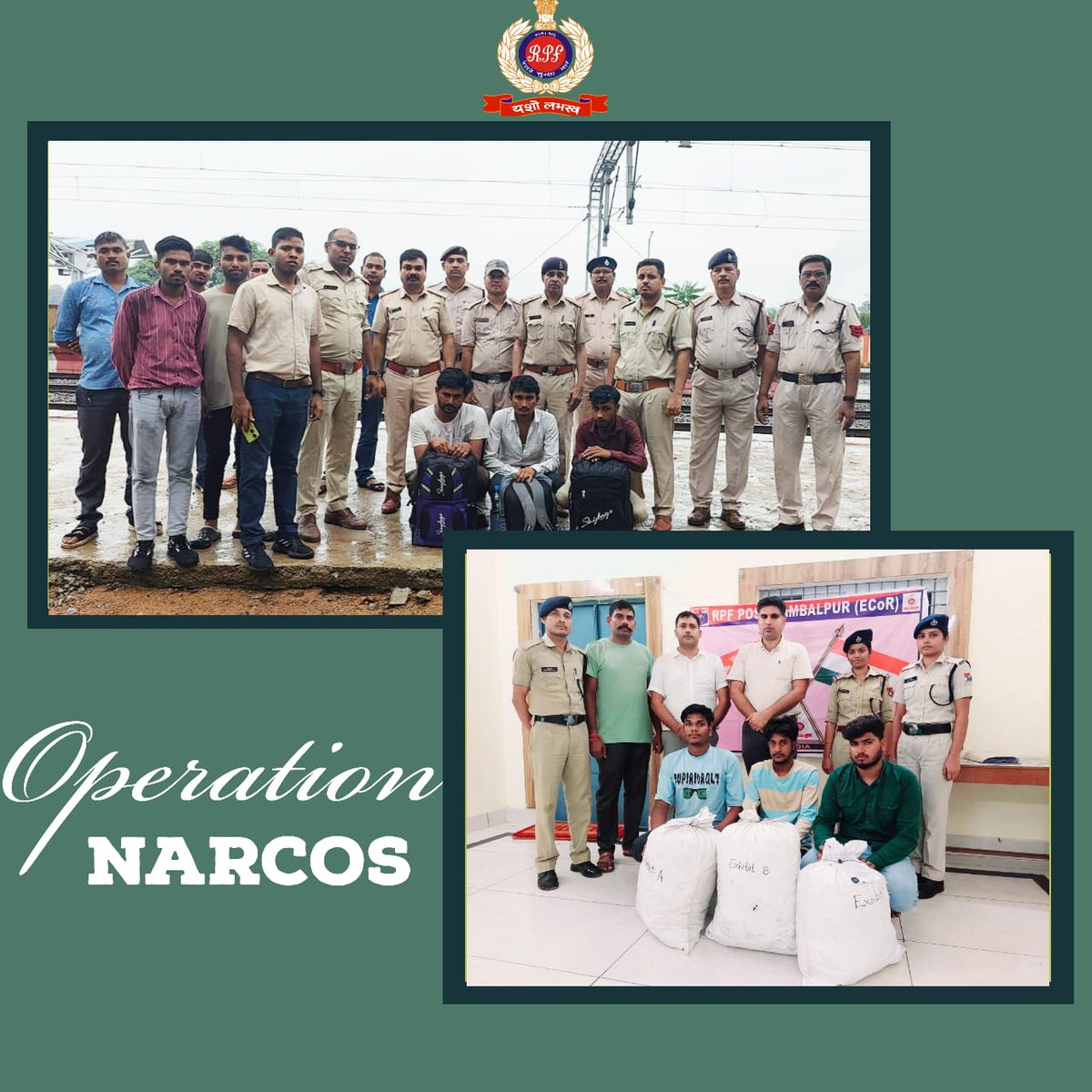 RPF INDIA (@rpf_india) on Twitter photo Strike on drug peddling!
45.5 kgs of #Narcotics worth Rs 4.5 lacs seized and 06 peddlers arrested by #RPF teams of #Mahasamund, #Sambalpur and #Balangir.
We combat narcotics to keep railways safe!
#OperationNarcos #DrugFreeNation
<a href="/RailMinIndia/">Ministry of Railways</a> Strike on drug peddling!
45.5 kgs of #Narcotics worth Rs 4.5 lacs seized and 06 peddlers arrested by #RPF teams of #Mahasamund, #Sambalpur and #Balangir.
We combat narcotics to keep railways safe!
#OperationNarcos #DrugFreeNation
<a href="/RailMinIndia/">Ministry of Railways</a>