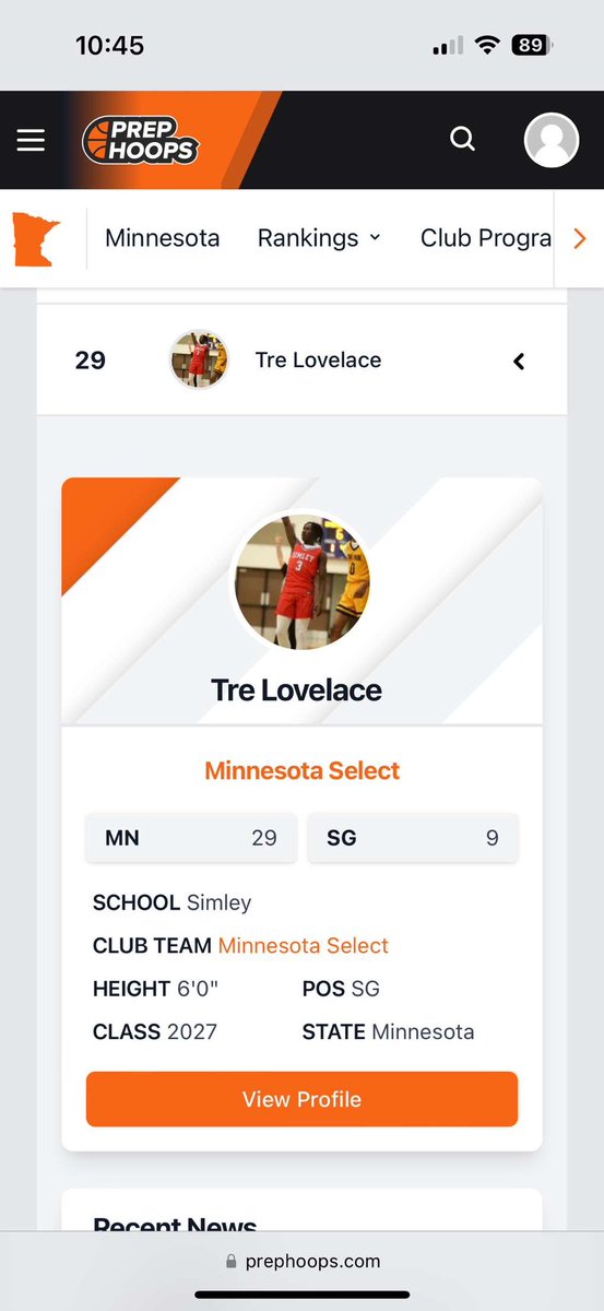 Ranked 29th for <a href="/PrepHoops/">Prep Hoops 🏀</a> mn 2027 <a href="/mn_select/">Minnesota Select Basketball</a> <a href="/SSpartansBB/">Simley Boys Basketball</a>
