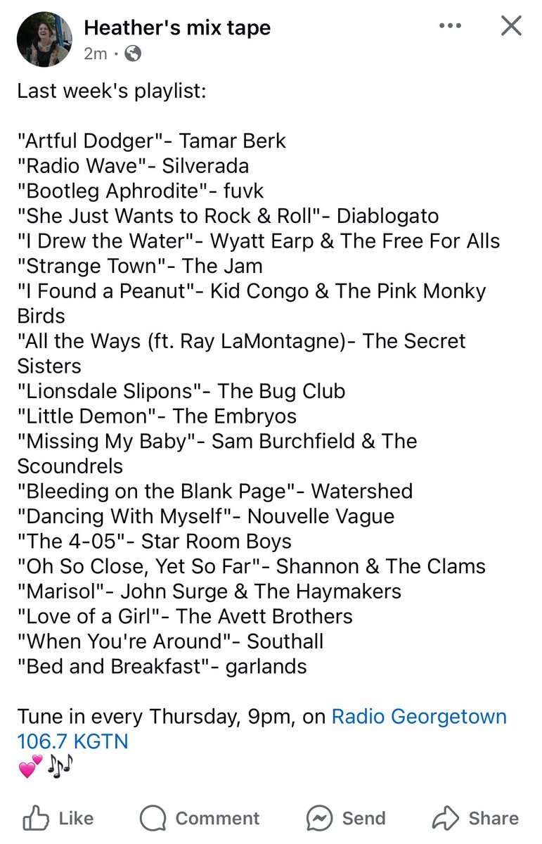 Last week featured- <a href="/TamarBerk/">Tamar Berk</a>, <a href="/silveradamusic/">Silverada</a>, <a href="/DiabloGatoMusic/">DiabloGato</a>, @kidcongopowers, <a href="/thesecretsister/">The Secret Sisters</a>, <a href="/thebugclubband/">The Bug Club</a>, <a href="/EmbryosThe/">The Embryos</a>, <a href="/watershd/">WATERSHED</a>, <a href="/shanandtheclams/">shannon & the clams</a>, <a href="/theavettbros/">The Avett Brothers</a> &amp;more. Tune in Thursdays, 9pm, on <a href="/KGTNGeorgetown/">KGTN Radio</a> 💕🎶