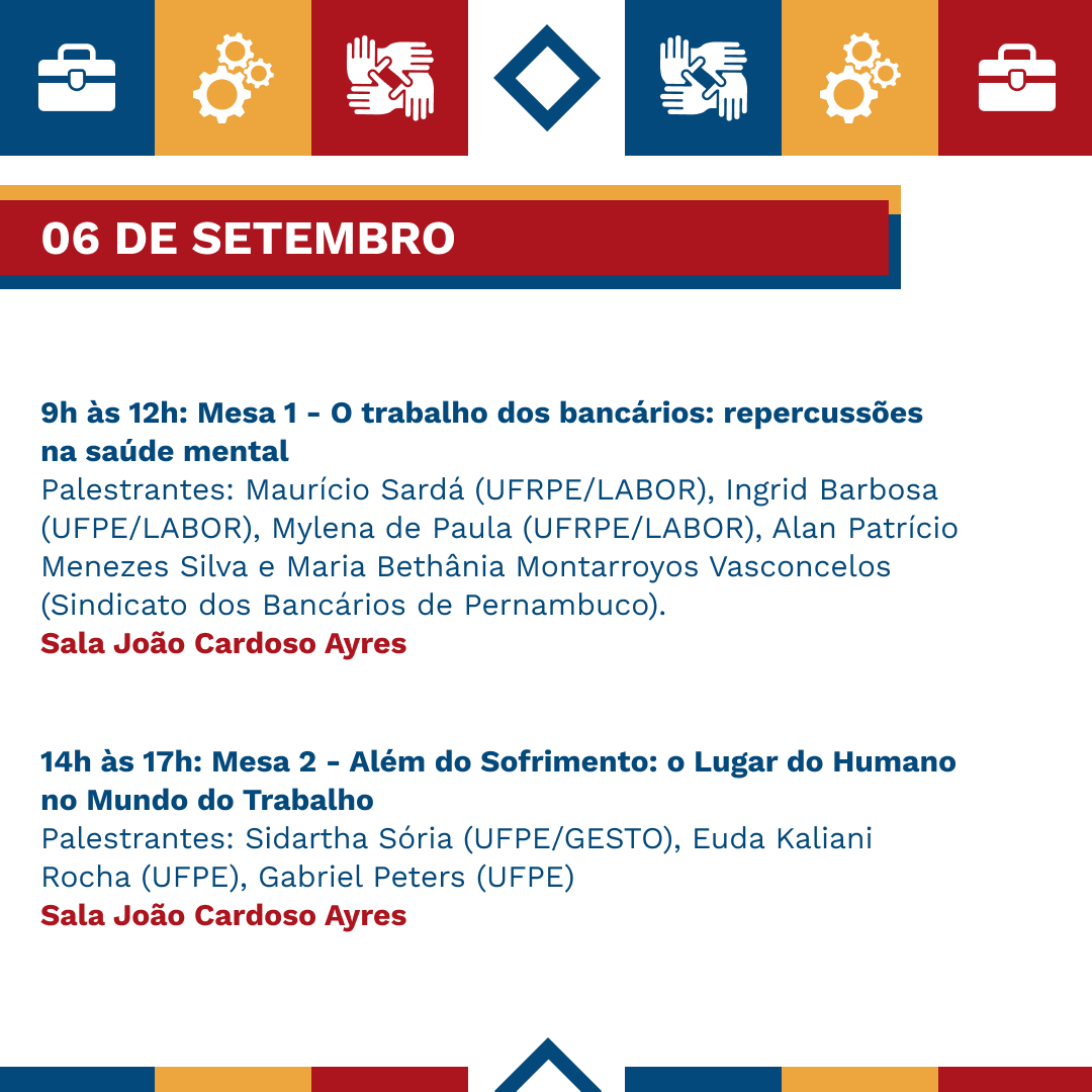 As transformações e desafios atuais do trabalho serão debatidos no I Seminário Mundos do Trabalho, que contará com a participação do Grupo de Pesquisa Labor (que reúne pesquisadores da UFRPE, UFPE e Fundaj)

Inscrições com emissão de certificado em shre.ink/coletivatrabal…