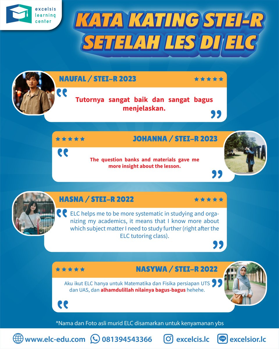 excelsislc's tweet image. 📢OPEN CLASS STEI-R OFFLINE 📢

✅STEI-R Grup Kecil (2-5 Orang) : 1.020.000 s/d 4.725.00 1-3X Pertemuan/Minggu
✅STEI-R Grup Besar (6-15 Orang) : 525.000 s/d 2.655.000 1-3X Pertemuan/Minggu

#institutteknologibandung #itb #tpbitb #bimbeltpb #bimbeltpbitb #steir #steiritb