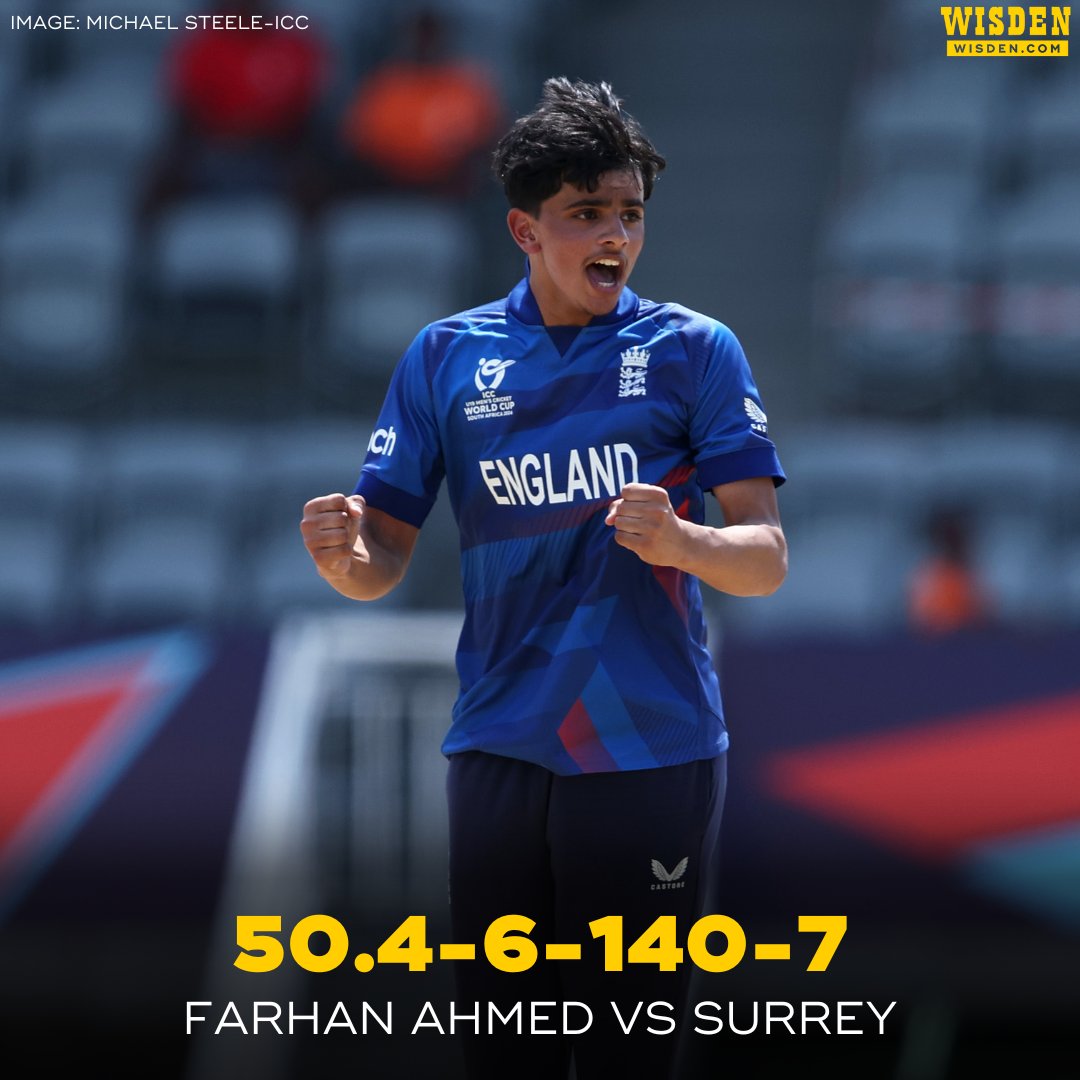 Farhan Ahmed, the 16-year-old brother of England leggie Rehan, has made history as the youngest bowler to take a five-wicket haul in the County Championship.

Read here ➡️ wisden.com/series/lv-insu…