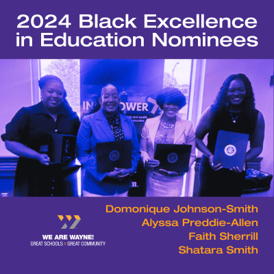 Join us in congratulating our four 2024 Black Excellence in Education Award nominees: Alyssa Preddie-Allen, Faith Sherrill, Domonique Johnson-Smith, and Shatara Smith, who were recognized last night! #WeAreWayne <a href="/BenDavisHS/">Ben Davis High School</a> <a href="/CWChamps/">Chapelwood Elementary</a> <a href="/WTPAdventures/">Wayne Township Preschool</a> <a href="/NorthWayneElem/">Karen Boatright</a> <a href="/WayneTwpSuper/">Dr. Jeff Butts</a>