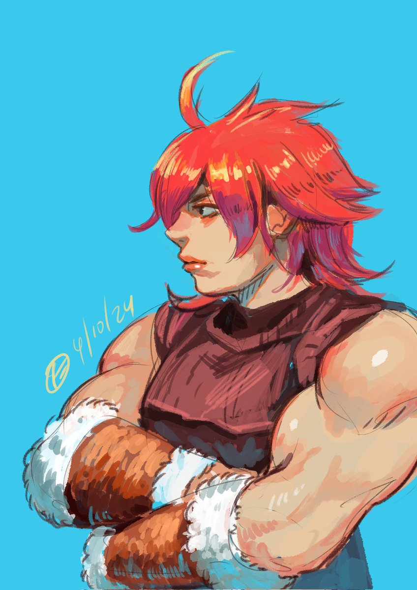 artofpip's tweet photo. Fan art of @kitty_bit_games ' Namari cosplay that I made a while back because she's cool. She's been posting fitness tips lately and they're super helpful.

Also I finished the Dungeon Meshi manga. Really enjoyed both the manga and anime so I'm hoping I can make new fan art soon https://t.co/mEHkAXoZT9