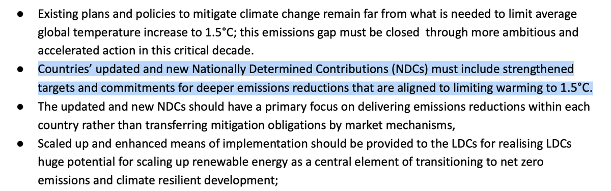 edking_I's tweet photo. Statement from 45-strong Least Developed Countries group crystal clear what it expects from *all* nations landing 2035 #climate targets in coming months...

1.5C aligned = 'rapid, deep, and immediate greenhouse gas (GHG) emissions reductions in all sectors'  

@LDCChairUNFCCC https://t.co/pJYmaETAvW