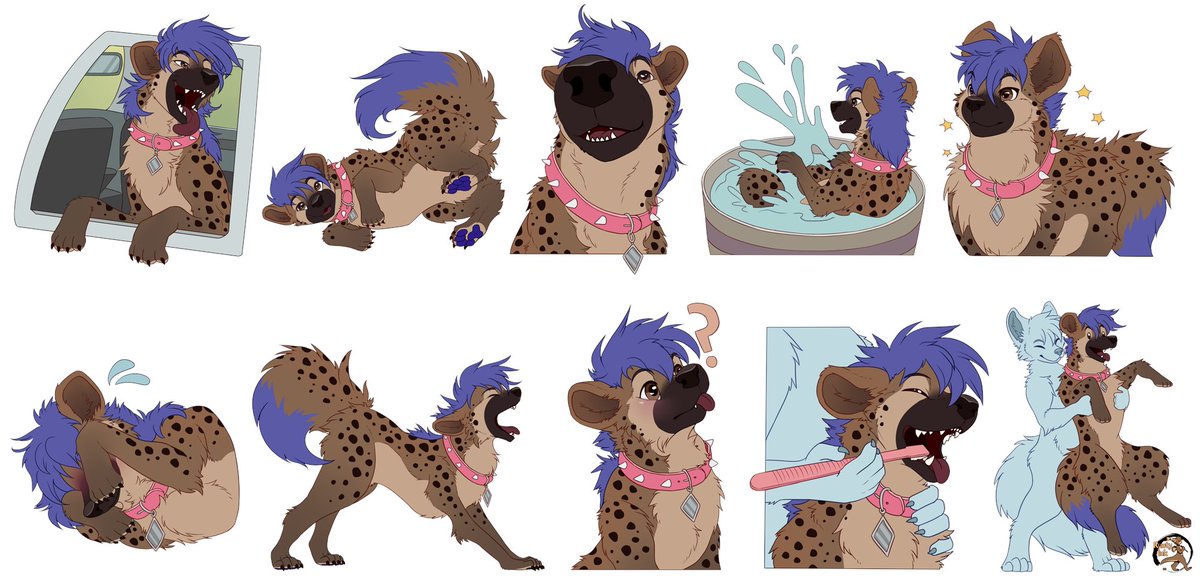 Ibzan Puppy Hyena Stickers - For Twitter: <a href="/IbzanHyena/">Ibzan</a> FA: IbzanHyena

More can be found on my website at runtyink.com

#furry #furryart #art #commission #illustration #hyena