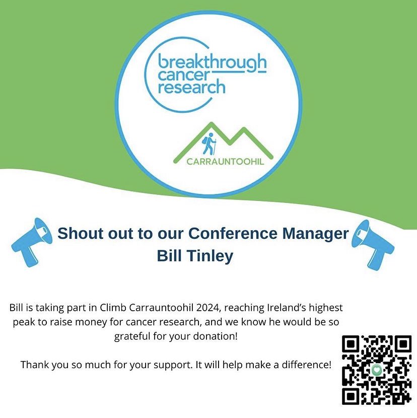 Everyone at Maynooth Campus wish @billtinley all the best on the 21st September with Climb Carrauntoohil 2024.

Please click on the QR code to support <a href="/BreakthroCancer/">Breakthrough Cancer Research</a>
