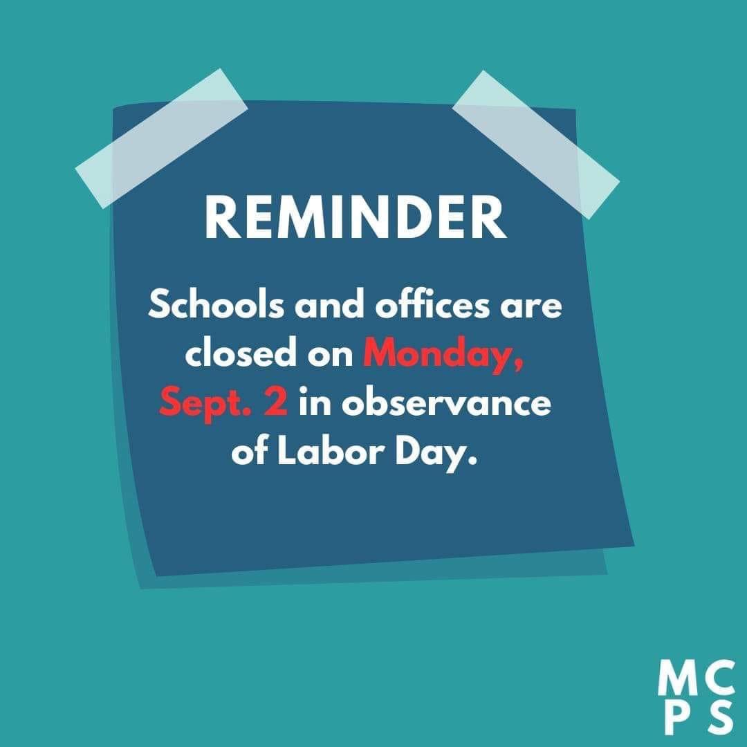 Reminder there is no school on Monday, September 2nd in observance of Labor Day.

Enjoy the long weekend!