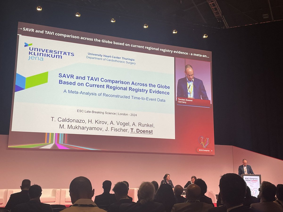 HrisKirov's tweet photo. ❗️Late-Breaking Science by @ToDoenst at #ESCCongress ❗️

👉In a regional registry analysis, SAVR was associated with increased long-term survival compared to TAVI - independent of the region of the world!

👉 Not a single study favored TAVI

👉10 out of 13 studies favored SAVR https://t.co/ffjgRL2o4D