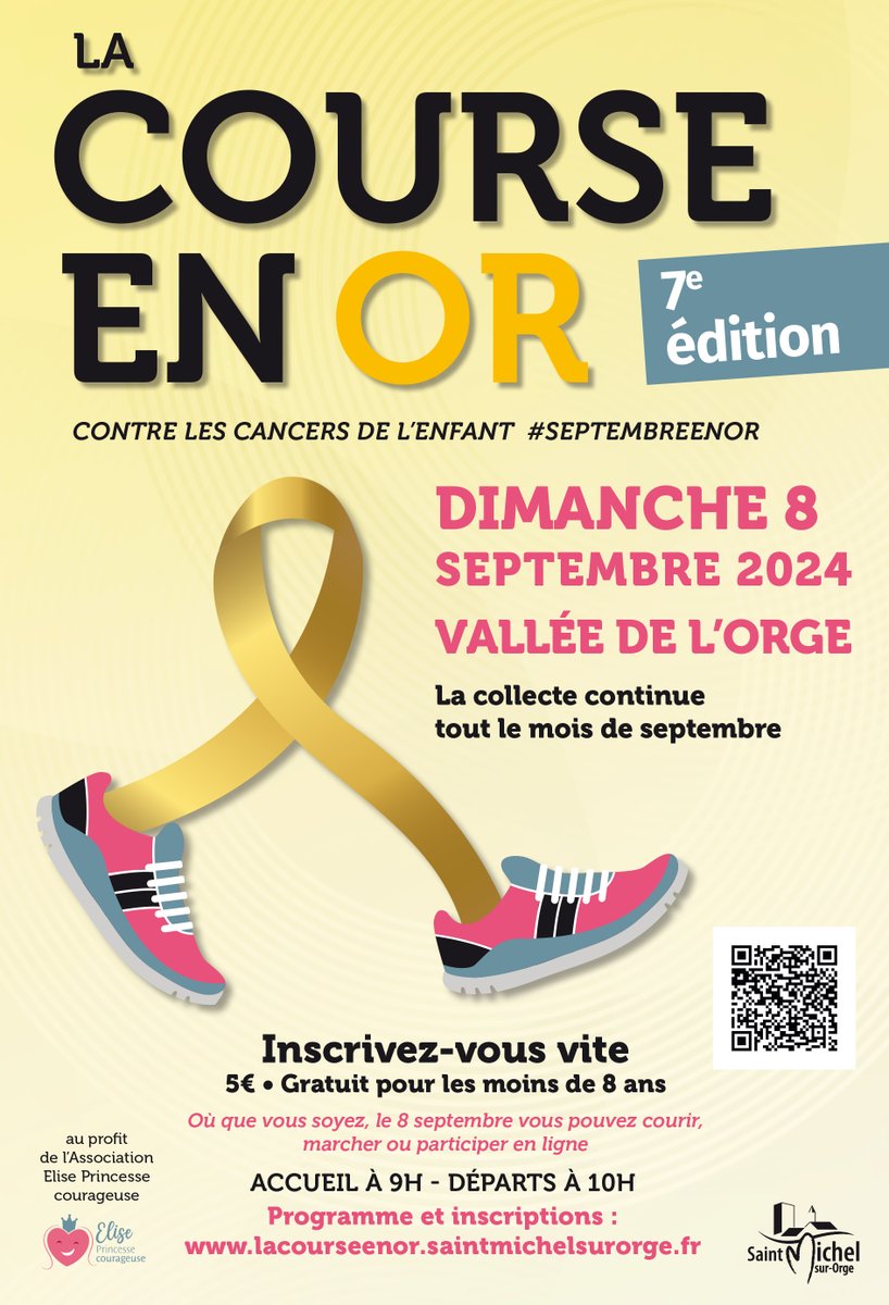 villesmso91's tweet photo. L’édition 2024 de cette grande mobilisation solidaire au profit de la lutte contre les #cancer chez l’enfant aura lieu dimanche 8 septembre dans la Vallée de l’Orge #saintmichelsurorge ! Si ce n'est pas déjà fait, inscrivez-vous vite #septembreenor : https://t.co/blWebux5BN https://t.co/L6OAdNI2Ov