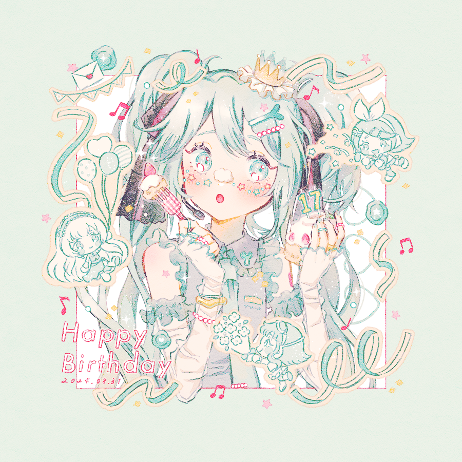 初音ミク「#初音ミク誕生祭2024 #初音ミク生誕祭2024」|緑乃🍀コミティアH25aのイラスト