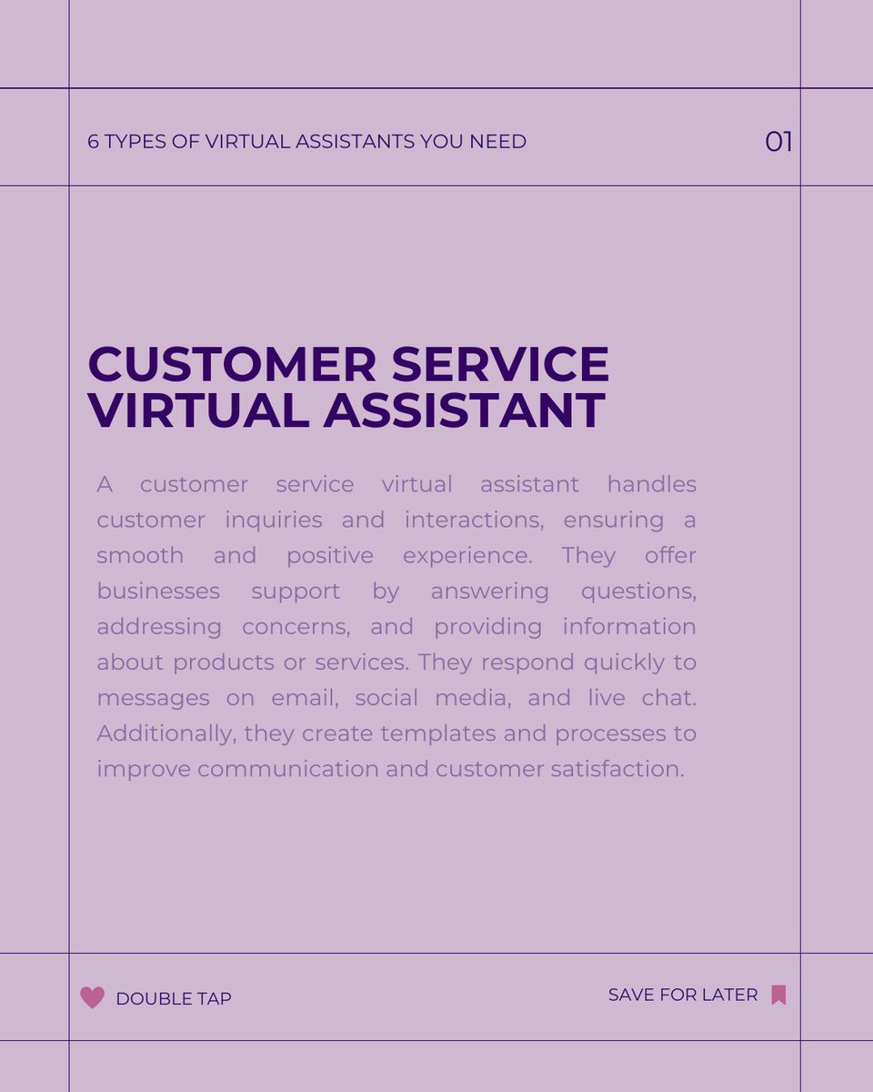 va_cares31's tweet photo. Discover how different virtual assistants can revolutionize your business!

💡 Which type of VA could transform your business today? Let us know! 👇

#VirtualAssistant #Productivity #BusinessGrowth #CustomerService #Recruitment #Operations #WebsiteManagement #SocialMedia https://t.co/OxSly0TZZ1