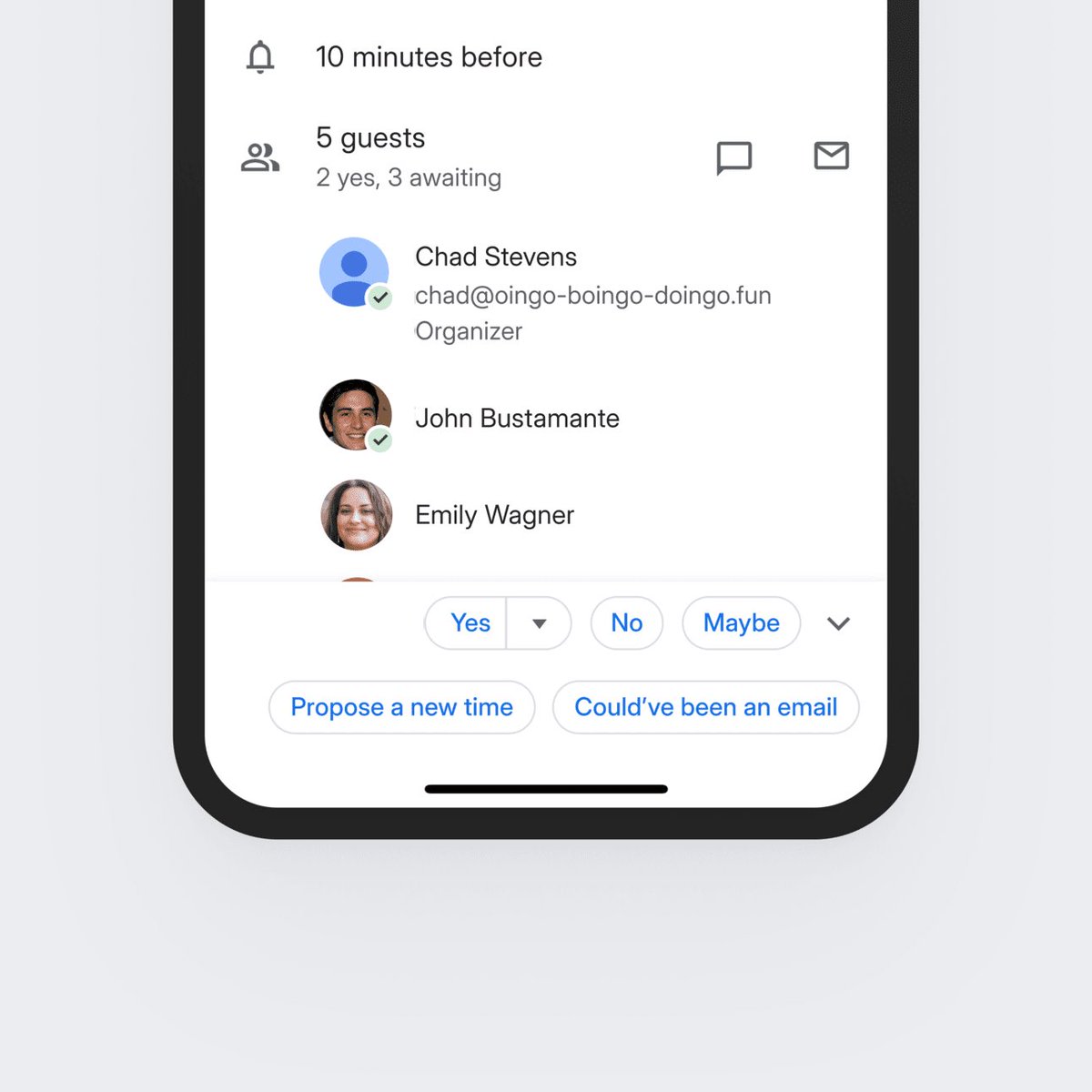 Google Calendar "could've been an email" RSVP option