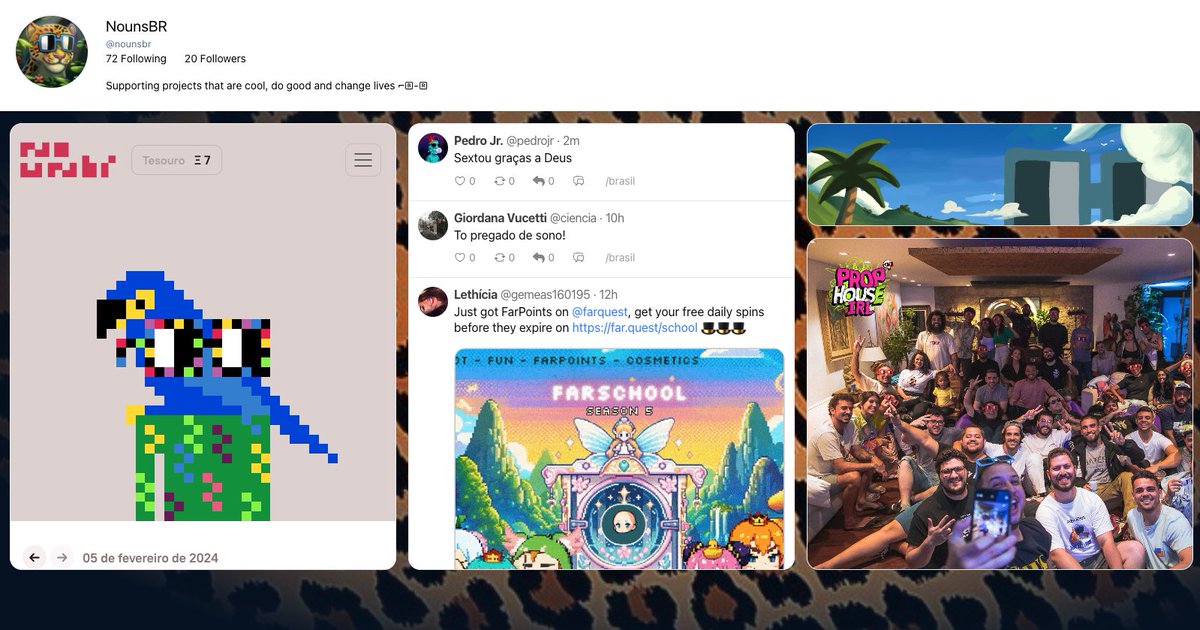 Hey!! Não está sabendo da novidade? 

NounsBR agora está no <a href="/warpcast_/">Warpcast</a> da <a href="/farcaster_xyz/">Farcaster</a> onde grandes builders da comunidade da NOUNS se conectam..

Sigam a gente la:
nounspace.com/s/nounsbr
