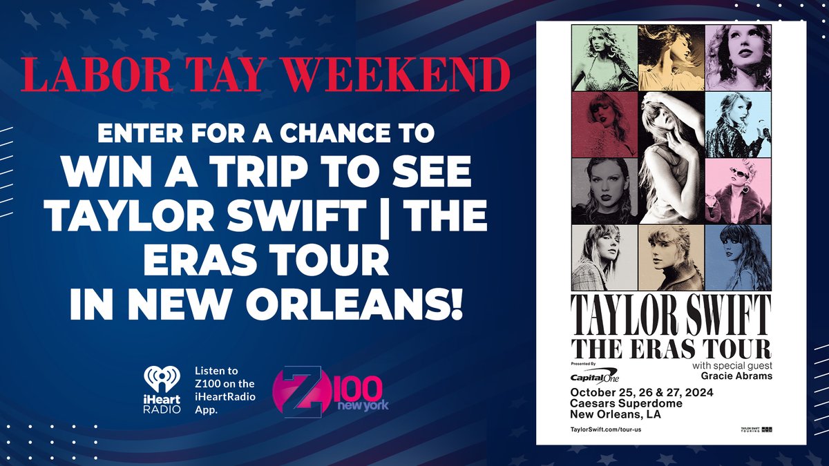 Z100NewYork's tweet image. Don't walk
Don't run
BOLT to #Z100 on our free @iHeartRadio app for a chance to win a grand prize trip to see Taylor Swift | The Eras Tour in New Orleans at Caesar’s Superdome!

LISTEN LIVE: z100.com/listen