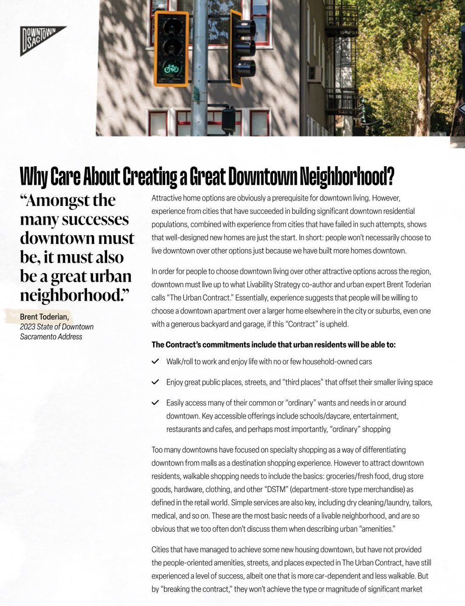 Downtown Sacramento’s new Livability Strategy stresses what co-author <a href="/BrentToderian/">Brent Toderian</a> calls “The Urban Contract.” We will choose density over sprawl if the density comes with the real amenities we need. Including the necessary BASICS, not just specialty amenities. This is KEY!