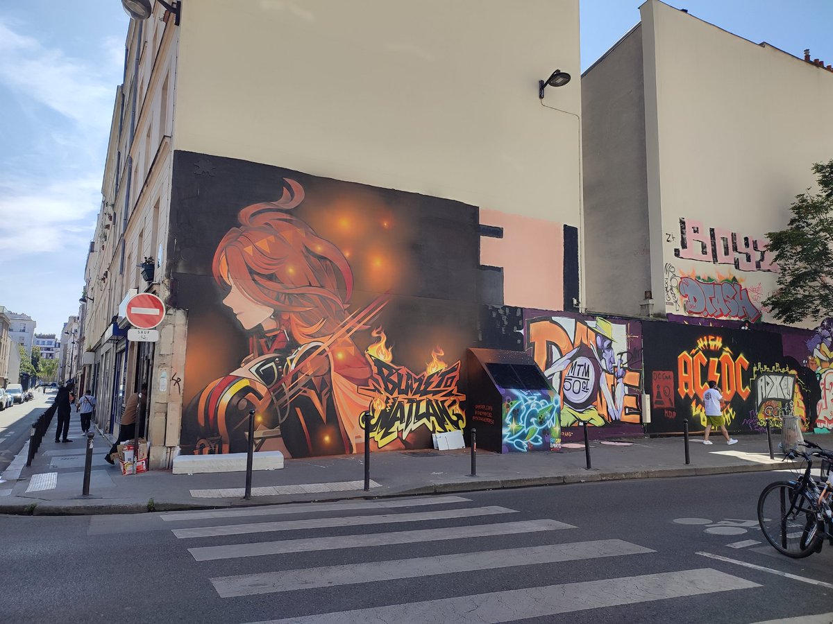 LoevaMat's tweet photo. OwO it was actually an official graffiti I saw, awesome! #BlazetoNatlan    #Genshingraffiti https://t.co/6sDzeakdYq