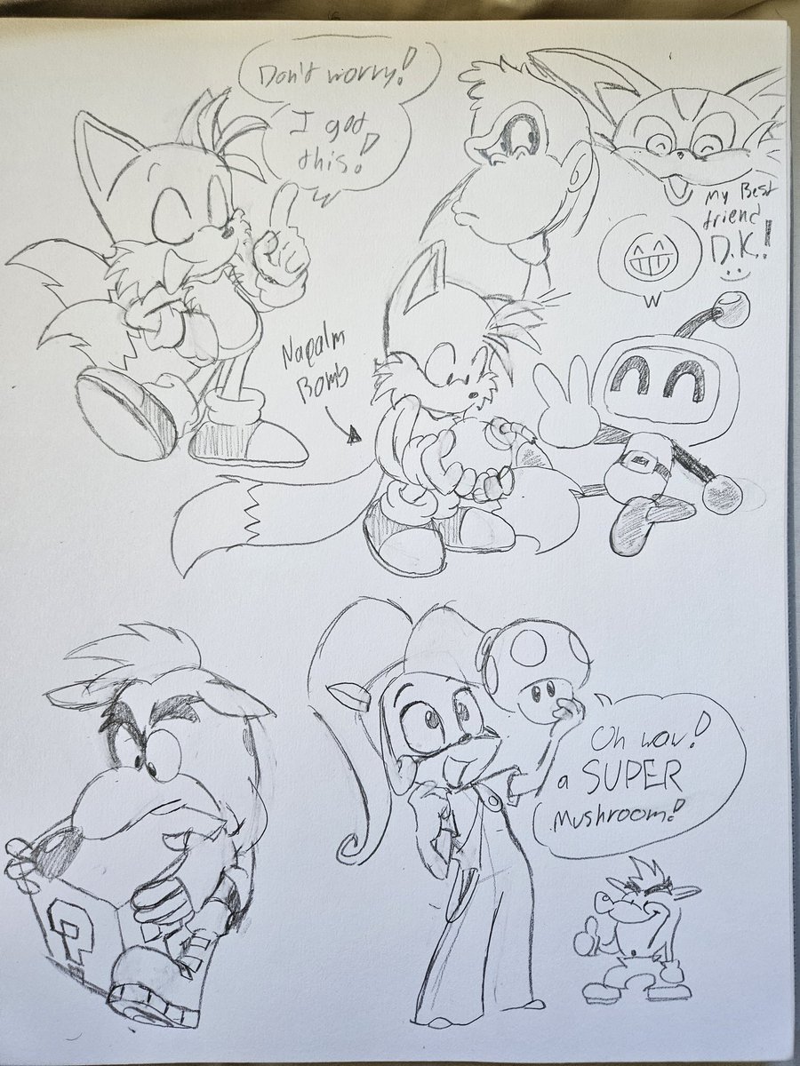 Today's warm-ups: Random things feat. Donkey Kong and Big the Cat!

#sketches #donkeykong #SonicTheHedgehog #CrashBandicoot #bomberman
