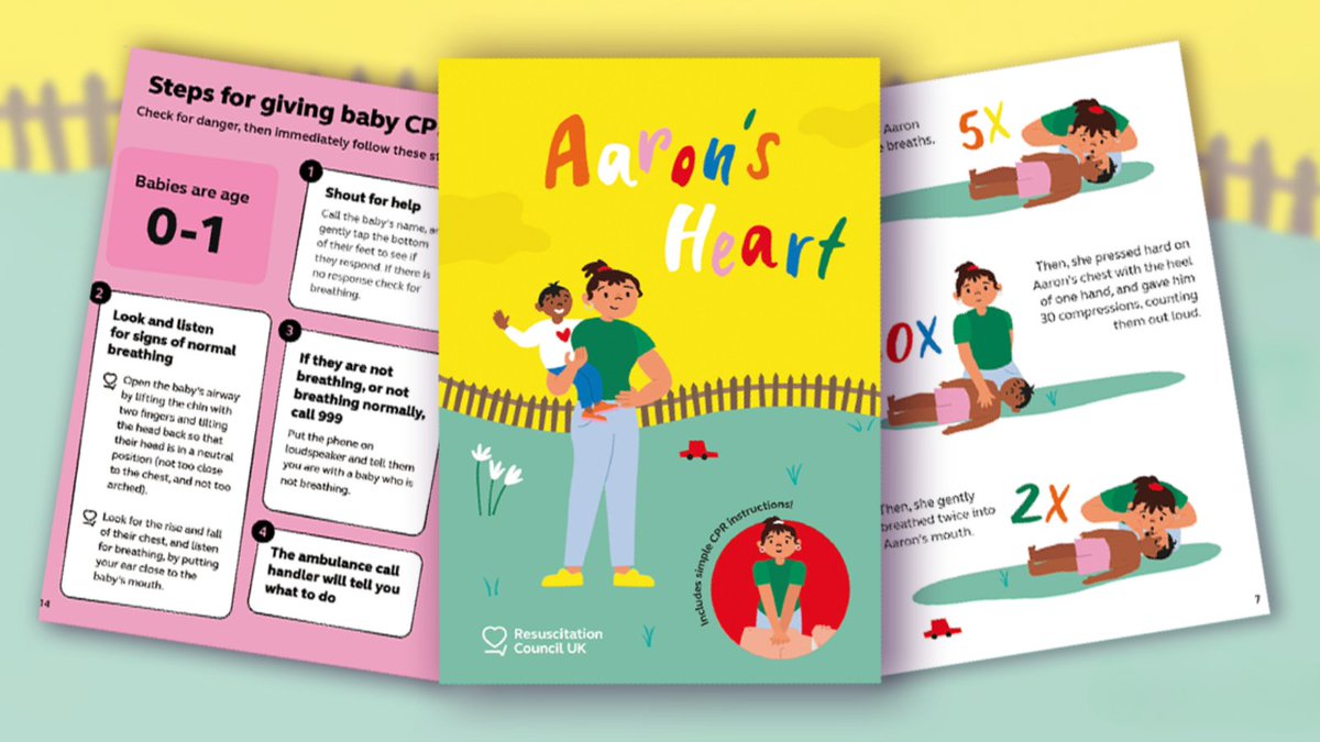 ResusCouncilUK's tweet photo. Take lifesaving skills on the go with our CPR book Aaron's Heart. This key resource allows you to refresh your baby and child CPR skills at any time, as well as sharing them with others.

Get our copy: https://t.co/8HRpBKxzCQ https://t.co/Y4QCGePPNZ
