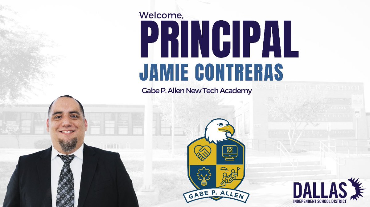 PathtoPinkston's tweet photo. We are so excited @GabeAllenEagles to announce our new principal Jamie Contreras! With a passion for excellence and a commitment to our students, we're ready to have an extraordinary school year!  @DallasISDSupt @THuittDISD @JoeCarreon @MRamirezDISD  @JContrerasPR @SHussainDISD https://t.co/YjJrtdolhC