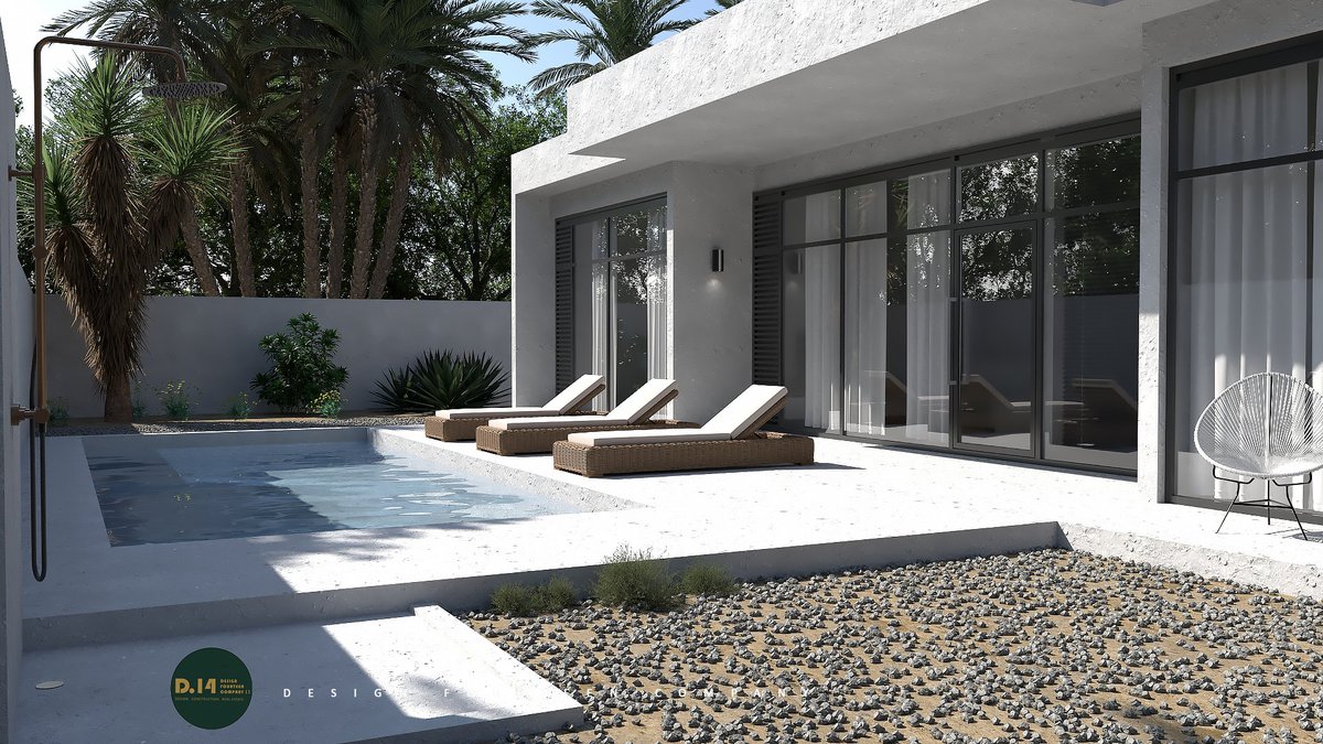 DESIGN_FOURTEEN's tweet photo. The Turkana Airbnb job gave me another client who wanted an Airbnb in Diani-Coast that could double up as a holiday home. 
Her plot was 50x100ft and she wanted 2 bedrooms all en'suite with the en'suite having a bathtub. The swimming pool and outdoor shower was a must. https://t.co/abMhQYEhRA