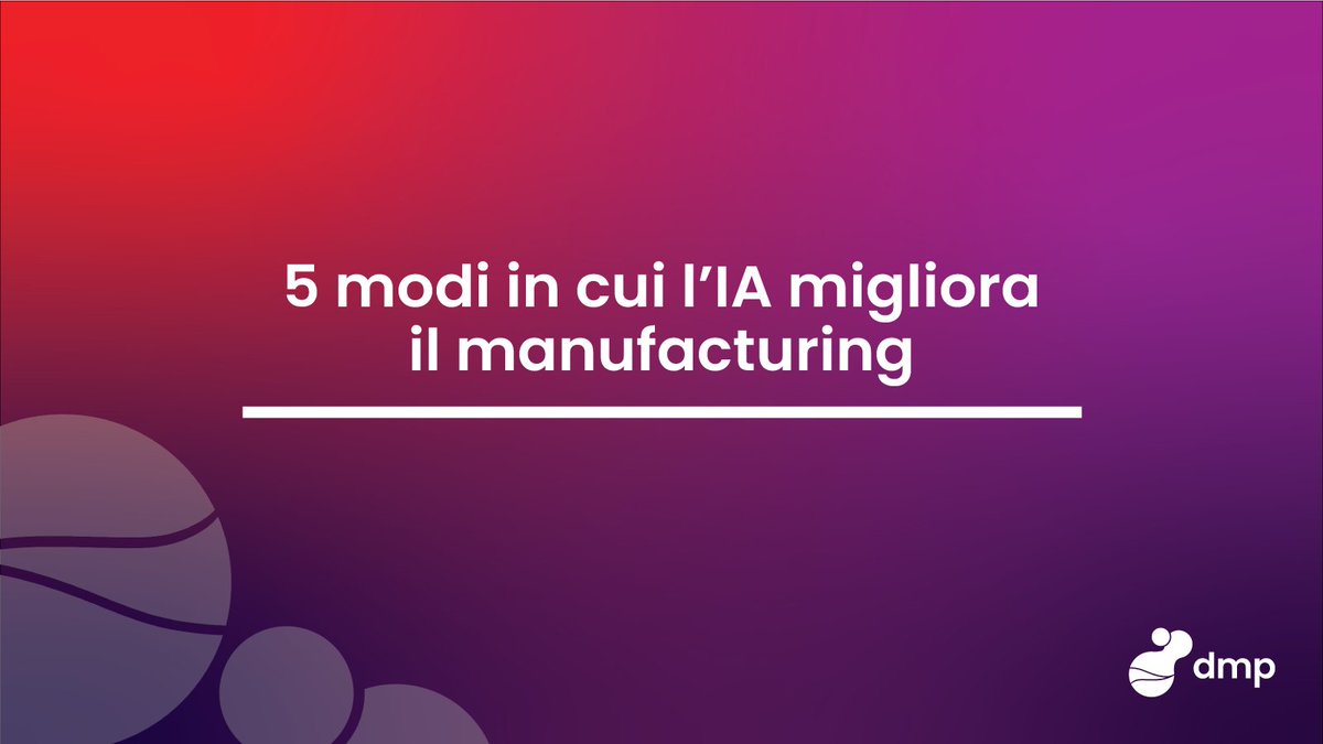 Come l'intelligenza artificiale può contribuire al miglioramento delle attività aziendali e soprattutto produttive? 
Nell'articolo eccone 5 

➡️bit.ly/3T5RNvK

#dmp
#neverbetter
#peoplecanchangeeverything
