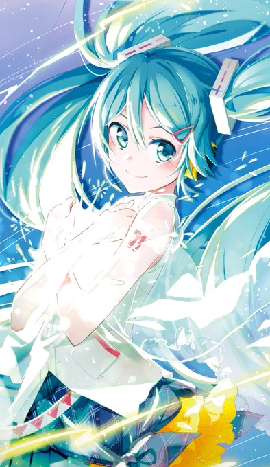 お誕生日おめでとう〜!- ̗̀  ̖́-過去絵を加筆修正してお祝いいいお顔#初音ミク#初音ミク誕生祭2024#初音ミク誕生祭 