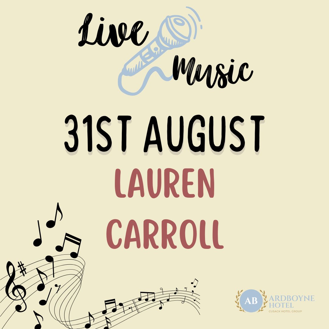 Join us this Saturday in the Kell's Bar for our Musical Act🎼

🎤 August 31st - Lauren Carroll

Join us for an unforgettable evening of great tunes and good vibes🎶