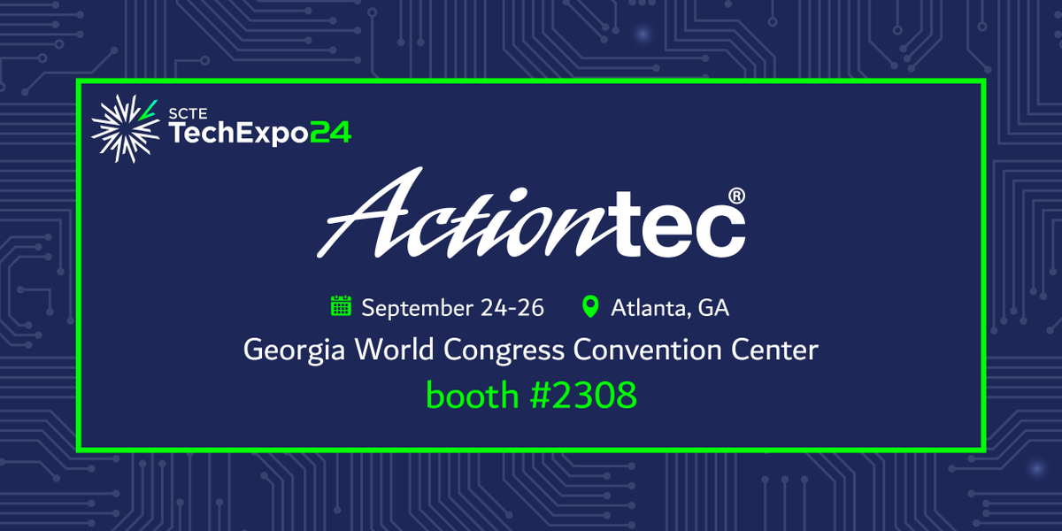 We're excited to meet you at SCTE Tech Expo in Atlanta, GA! Stop by our booth 2308, Sep 24-26, to see our broadband and wireless solutions. Request a meeting here: actiontec.com/join-us-at-sct…

#SCTE24 #telecom #broadband #wifi