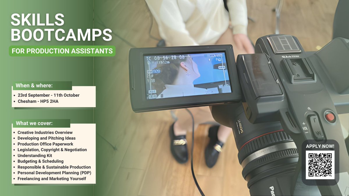 AllSpringMedia's tweet image. 🚀We are thrilled to announce our 5th SKILLS BOOTCAMP FOR PRODUCTION ASSISTANTS🌟 

📅 Date: 23rd September - 11th October
🕒 Time: 10:00 - 16:00 Hrs.
📍 Location: Chesham, HP5 2HA
🔗 Apply Now: bit.ly/3yRfpgH 

*Priority is given to applicants based in Hertfordshire