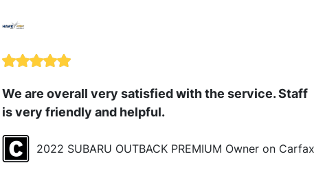 HawkChevyJoliet's tweet image. We just received a great review on Carfax. Thank you 2022 SUBARU OUTBACK PREMIUM Owner! carfax.com/Dealer-Hawk-Ch…