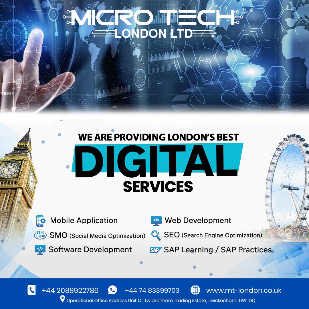 We are providing London’s best digital services.

From mobile apps to web development, SMO, SEO,Dive into software development and enhance your skills with SAP learning.🌟📱

 Let’s make your vision a reality! 💻✨

 #twickenham #business #london #digitalmarketing #seo #sap