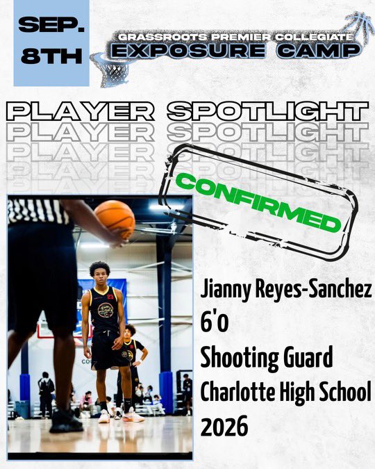 GPCECBASKETBALL's tweet photo. Our next GPCEC Player Spotlight is Jianny Reyes-Sanchez. 

Jianny attends Charlotte High School and is confirmed ✅ to attend @gpcecbasketball September 8th Exposure Camp at Palm Beach State College.

@jianny23 https://t.co/M7D5y6p2xA
