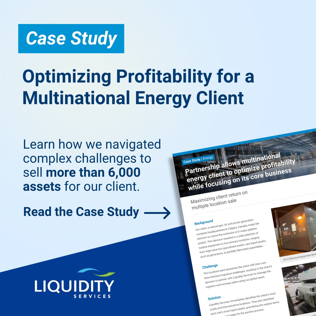 Our newest case study outlines how we created a tailored solution for a multinational energy leader to manage their surplus equipment, resulting in optimized profitability.

Learn more hubs.ly/Q02N9Ngx0 

#AssetManagement #OilandGas #CircularEconomy #CapitalAssets
