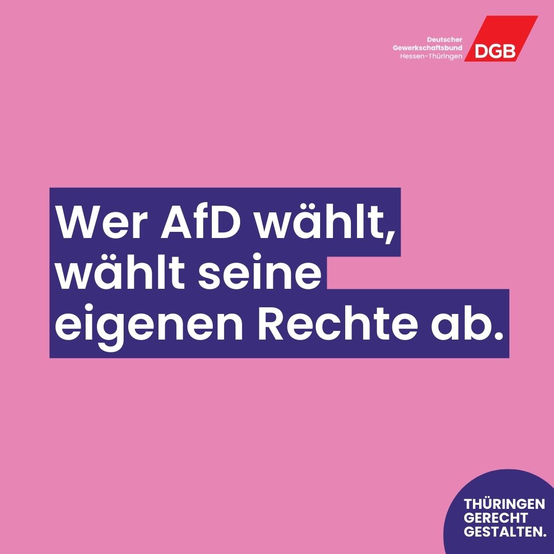 Reminder: Die Hauptopfer der AfD-Politik wären ein Großteil ihrer Wähler*innen. Deswegen gilt: Nutze deine Stimme heute für die demokratischen Parteien in #Thüringen!
#AFDnee #ltwThüringen2024
