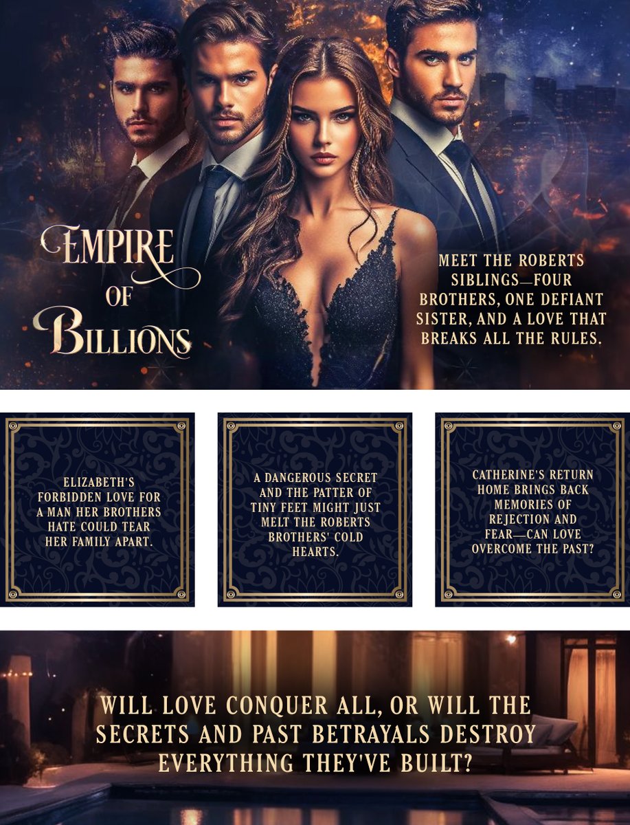 Hot_Products (@products_hot) on Twitter photo EMPIRE OF BILLIONS: THE QUADRILLIONAIRE BROTHERS 
The Roberts family’s empire is built on secrets, lies, and forbidden love. Can Elizabeth break free from their control and find true happiness with the man her brothers despise?  amazon.com/dp/B0D8RZD9TM
#romance #book #Kindle EMPIRE OF BILLIONS: THE QUADRILLIONAIRE BROTHERS 
The Roberts family’s empire is built on secrets, lies, and forbidden love. Can Elizabeth break free from their control and find true happiness with the man her brothers despise?  amazon.com/dp/B0D8RZD9TM
#romance #book #Kindle
