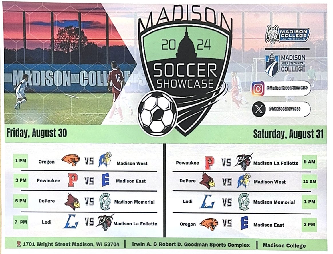packmsoccer's tweet image. Excited to check out the Madison Soccer Showcase today being hosted at our very own Goodman Pitch! 

Always great to show off our beautiful facility and bring some potential future members of the Pack to our complex! Best of luck to all teams and we’ll be watching! 👀 🐺